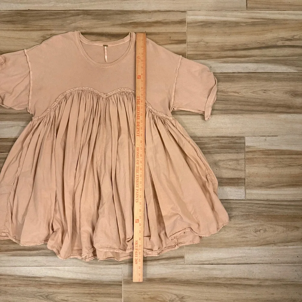 Free People Catalina Babydoll Mini Dress Pink Tee Shirt Flowy Oversized Size M